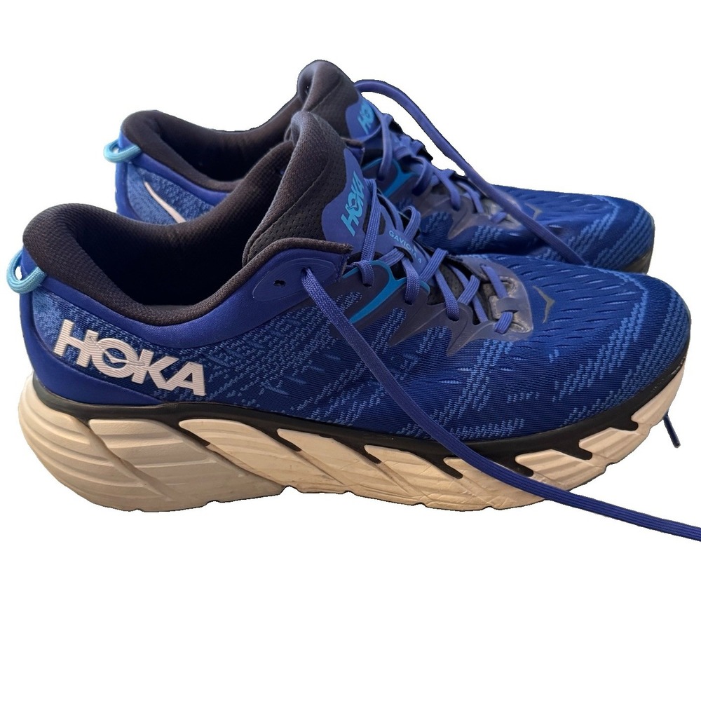Hoka Men's 14 D One One Gaviota 4 1123198-BBGP Running Shoes Blue White Lace Up
